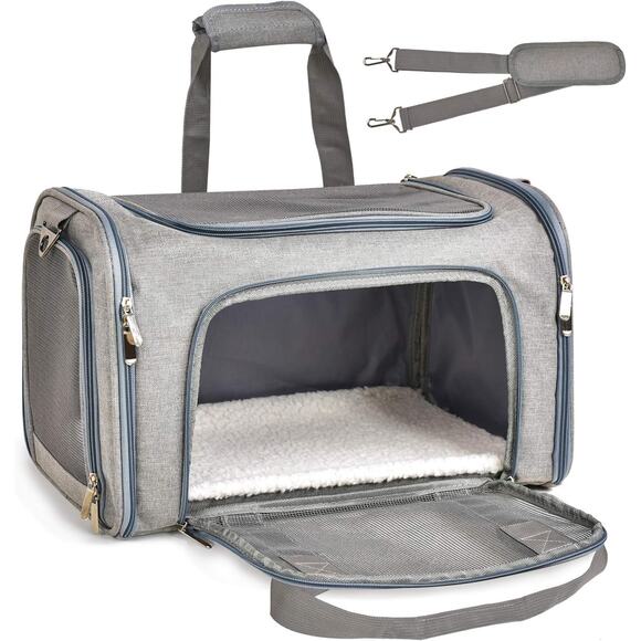 Henkelion Large Pet Carrier 20x13x13 Soft Sided Travel Bag for Cats & Dogs 25 lb - Picture 1 of 8